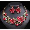 Exaggerated Luxury Necklace & Earrings Set: Colorful Floral Design for Bridal Gowns