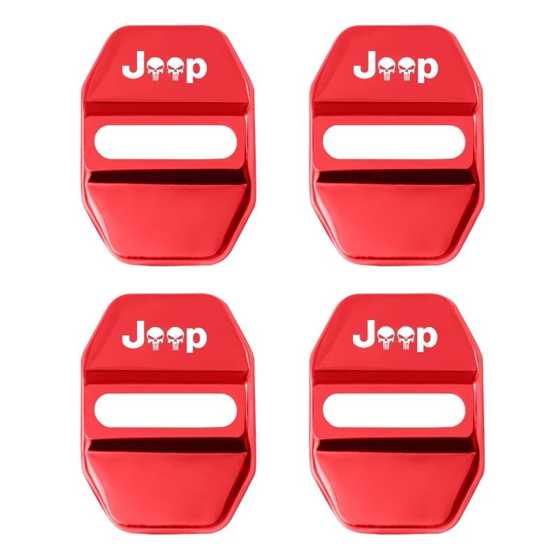 4Pcs Non-Fading Zinc Alloy Car Door Lock Buckle Protector for Jeep Renegade Wrangler JK JL Grand Cherokee Compass Auto Parts
