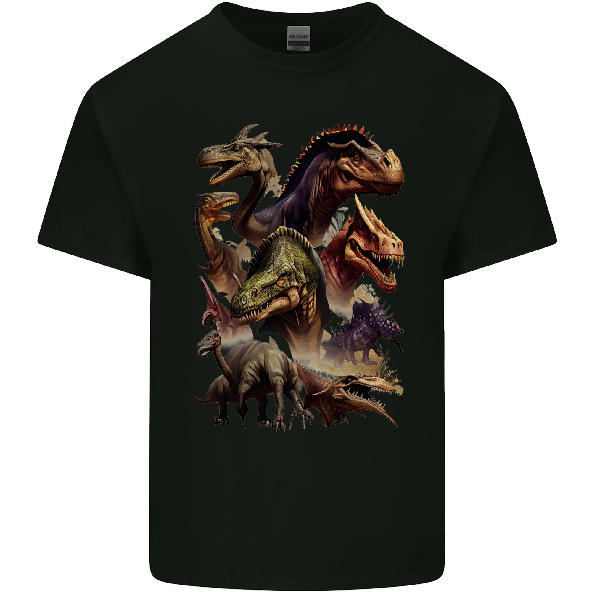 Dinosaur Collage TRex Raptor Dragons Unisexs Light Cotton TShirt S