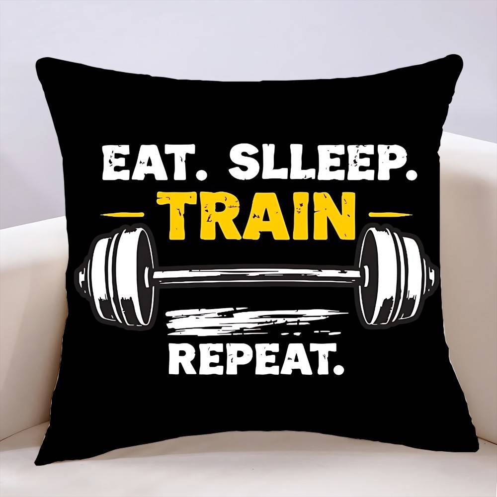 EatSleepTrainRepeat FitnessMotivational Quotes PillowCase Polyester Pillowcase Decorative Sofa Cushion Pillowcase Home Decor