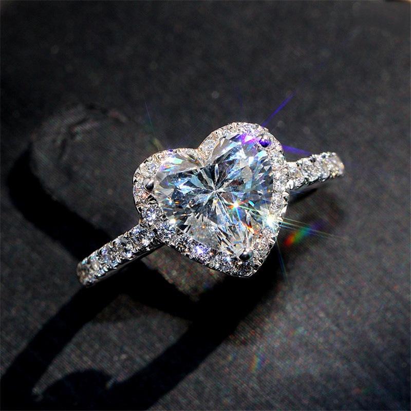 Ruipai Fashionable Heart Zirconia Diamond White Gold Plated Ring Size 9 белый