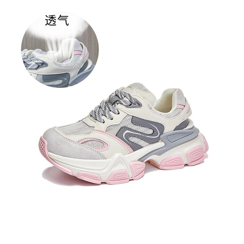 

Suction film sole leather dad shoes 2025 autumn new women s sports shoes fashion platform women s shoes casual heightening shoes 40 розовый