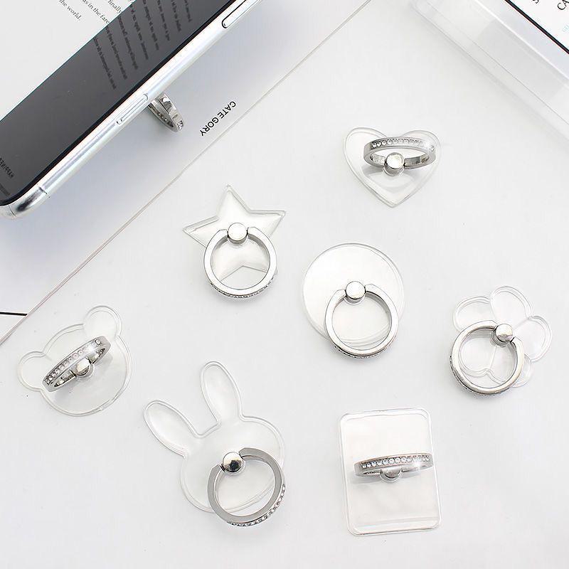 Diamond-Studded Transparent Phone Ring & Stand Holder