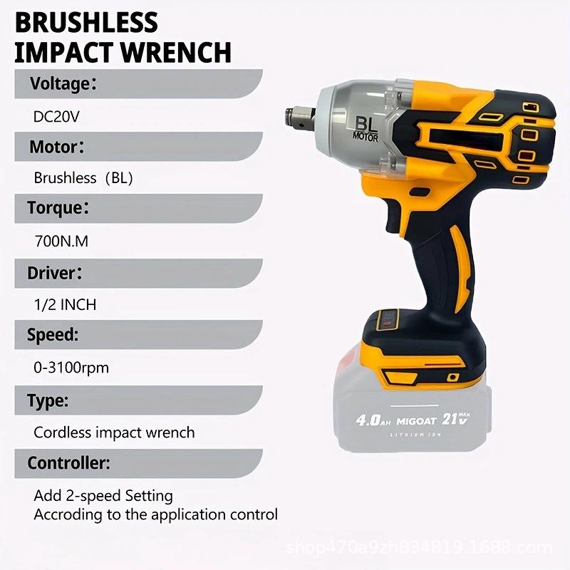 Nantong High Torque Brushless Electric Impact Wrench with Rechargeable Lithium Battery for Auto Repair