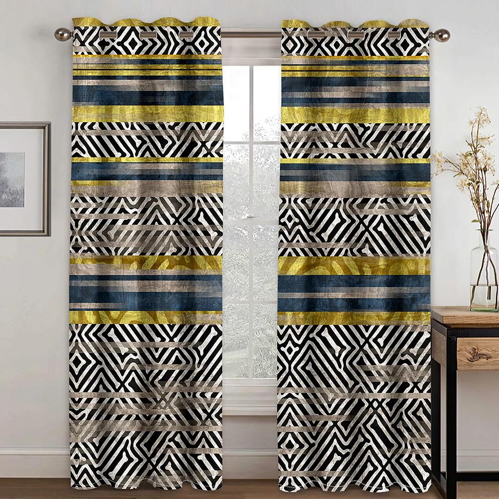 2 Paneler Abstrakt Gardin Geometriskt Mönster Gardin Svart Vit Röd Rutig Gardin Sovrum Vardagsrum Kök Fönstergardin