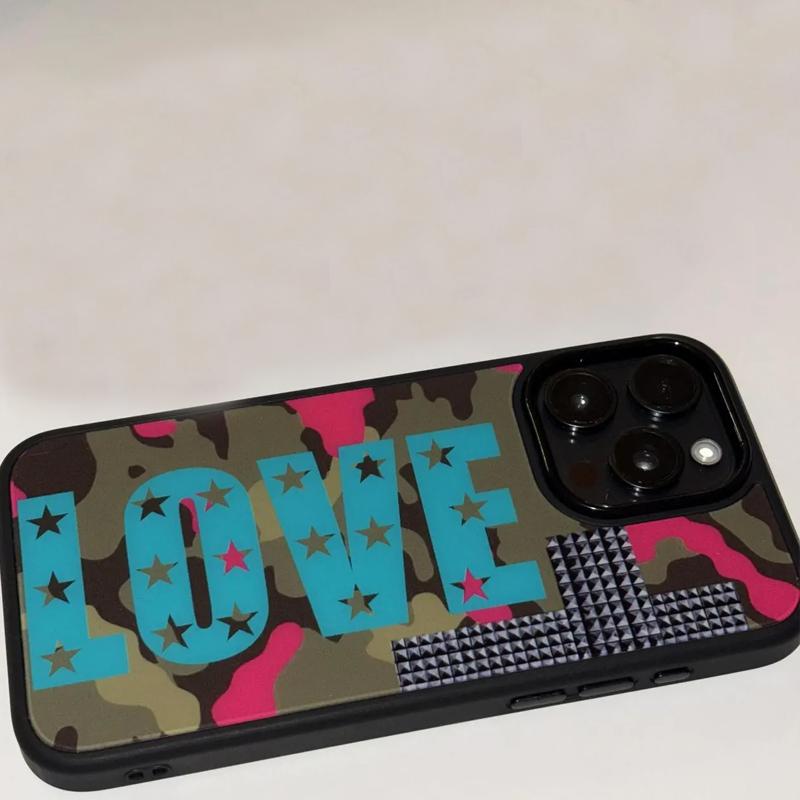 

Creative Design Pattern Stars Love Leopard Print Phone Case for iPhone 17 16 15 14 13 12 11 PRO MAX PLUS 17air Drop Glue Cover iPhone 15