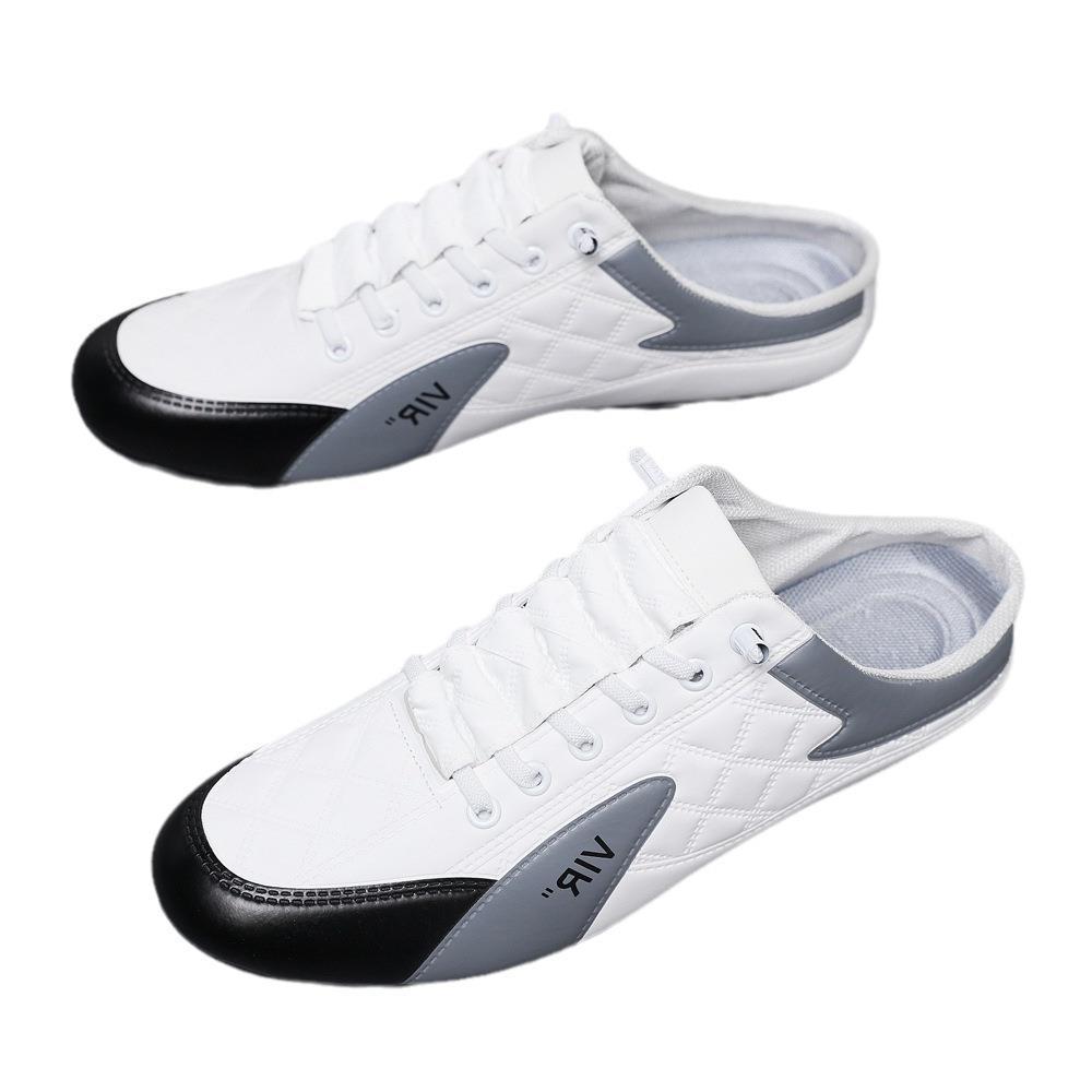 Men's Shoes New One-pedal Bag Head Slippers Doudou Shoes Korean Version Trend Lazy Half Slippers Board Shoes Mesh Casual Shoes