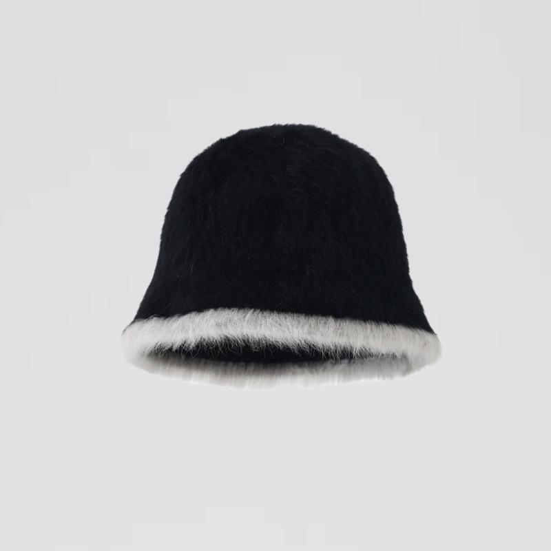 Hatt Dammode Höst och Vinter Ny Bucket Hat Koreansk Stil Färgmatchande Åldersreducerande Kaninhår Fiskarhatt Mångsidig Varm Plyschhatt