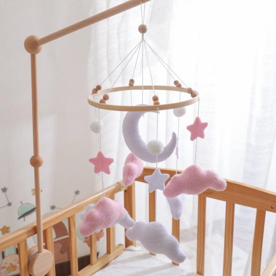 Baby Wolken Mobile für Krippe Handgemachtes Filz Kinderzimmerdekor mit Sternen