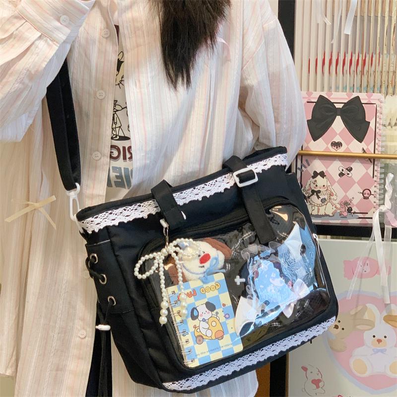 Nuova Borsa Ita Ulzzang Ragazza Dolce Uniforme Jk Stile Preppy Monospalla Borsa a Tracolla Badge Fai da Te Mostra Fumetti Borsa da Donna