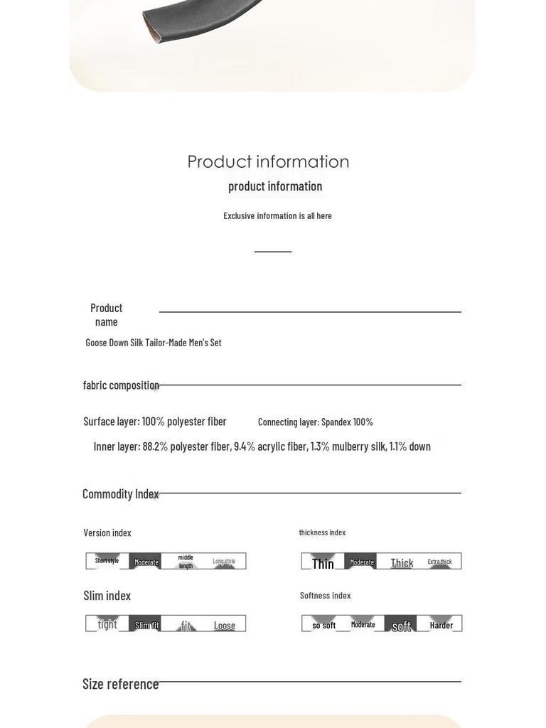 Nanjiren Men's Goose Down Silk Thermal Underwear Set