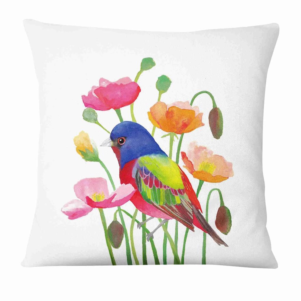 Painted Flower, Bird and Butterfly Decorative Pillowcase Living Room Office Ornaments Home Pillowcase