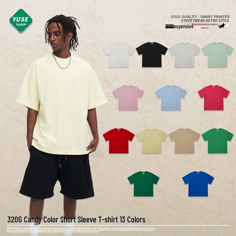 

Men s Trendy Heavyweight Double-Yarn Cotton Drop-Shoulder T-Shirt M
