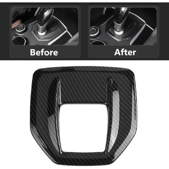 Tbest Stelvio,Gear Shift Head Gear Shift Accessories Carbon Fiber Abs Gear Shift Box Panel Cover Trim for Giulia 2017-2018