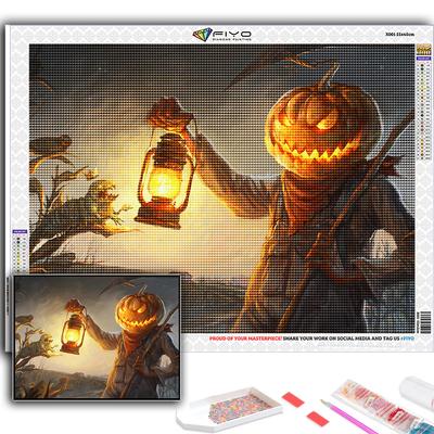 5D DIY Halloween straszna głowa dyni człowiek ścieg krzyżykowy dżetów diamentowy rysunek haft mozaika do dekoracji domu