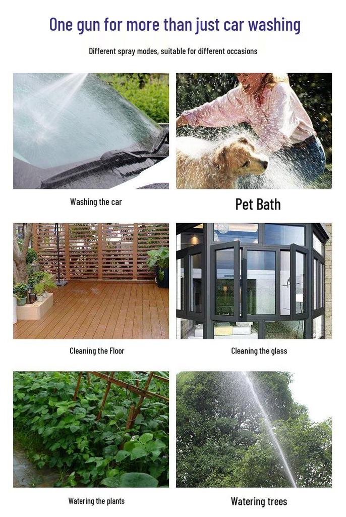 Blister Pack Multifunctional Water Spray Gun Set for Garden, Flower Watering, and Car Wash.