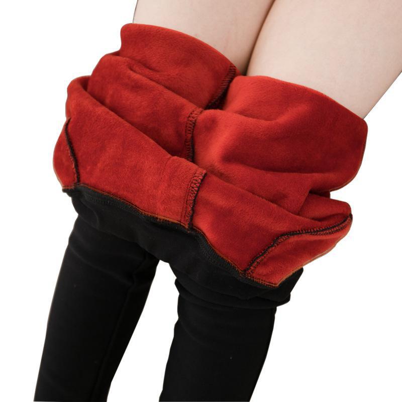 Girls Winter Children Plus Velvet Trousers Thick Warm Solid Color Pencil Pants