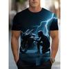 Motorradfahrer Muster T-Shirt Herren High Street 3D Gedruckt Kurzarm Sommer Herren Tops Retro Lässig Mode T-Shirt