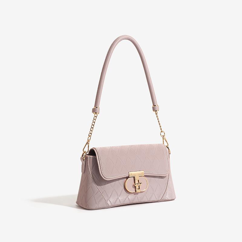 2026 Spring/Summer New Niche High-End Diamond Pattern Underarm Bag Fashionable Baguette Bag Handheld Shoulder Crossbody Small Square Bag
