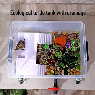 Turtle Tank with Drainage, Lid, and Filter for Ecological Breeding