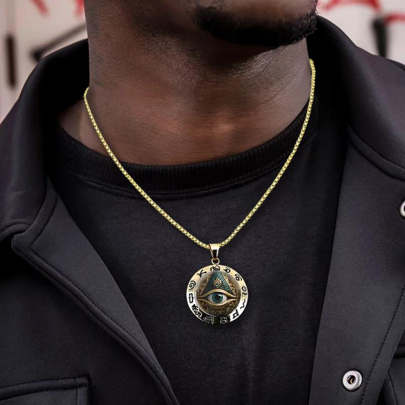 Eye God Necklace Pendant Amulet Talisman Ancient Egypt Egyptian Protection Afterlife Jewelry Gift Hip Hop Rock Goth Gothic