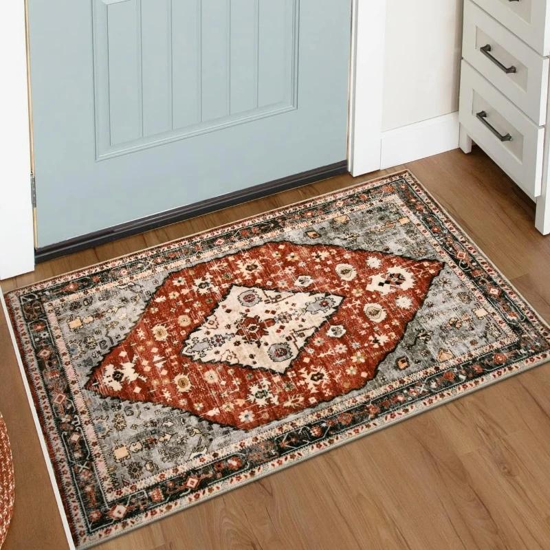 Alfombra Suave de Terciopelo Cristal con Patrón Bohemio Decoración para el Hogar Felpudo de Entrada Sala de Estar Dormitorio Pasillo Cocina Alfombra Interior para el Suelo
