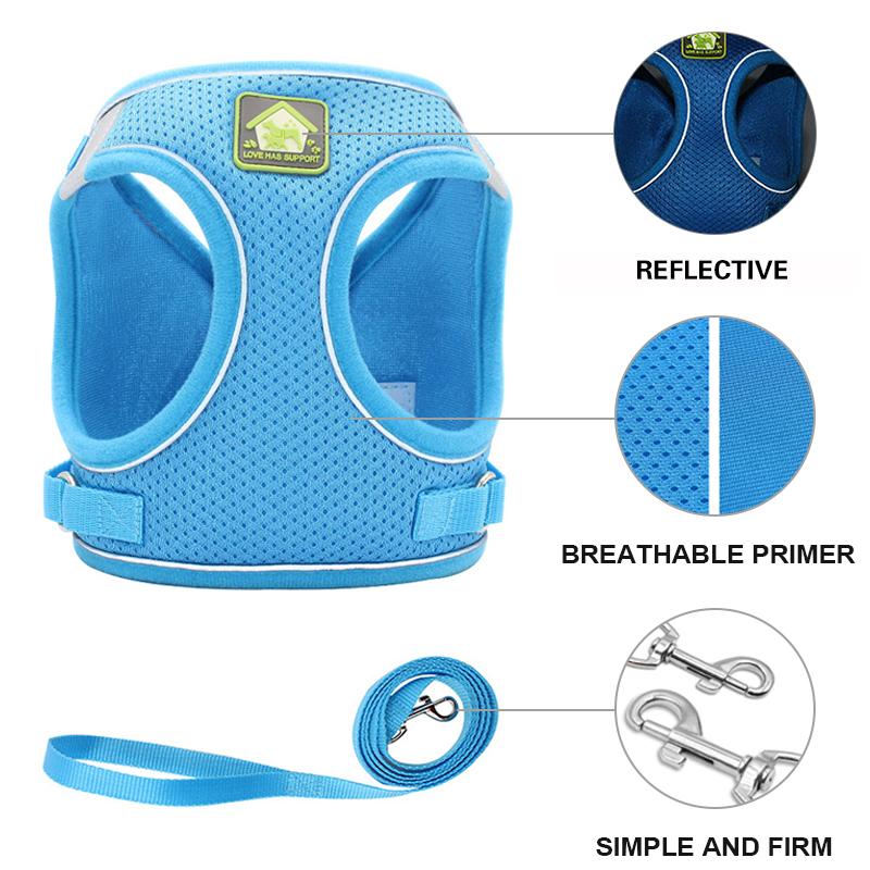 Reflective Pet Cat Harness Vest Leash Set Breathable Mesh Puppy Harnesses Adjustable Lead Leashes for Dogs Cats Supplies