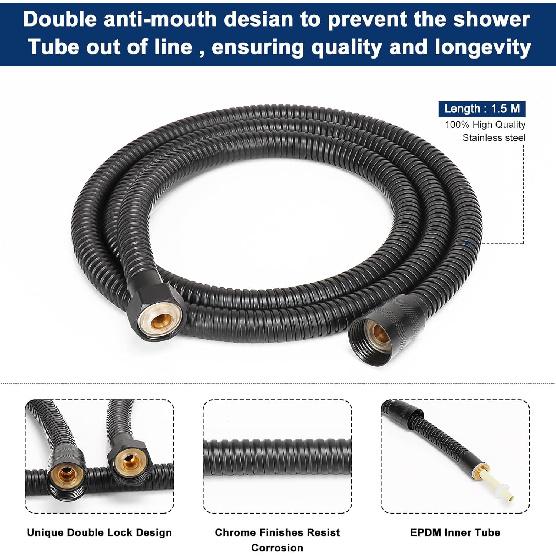 NearMoon Brass HandHeld Shower Head, Luxury High Pressure Shower Kit with Wall Connector and Hose Set, for Bathroom Showering System Contemporary