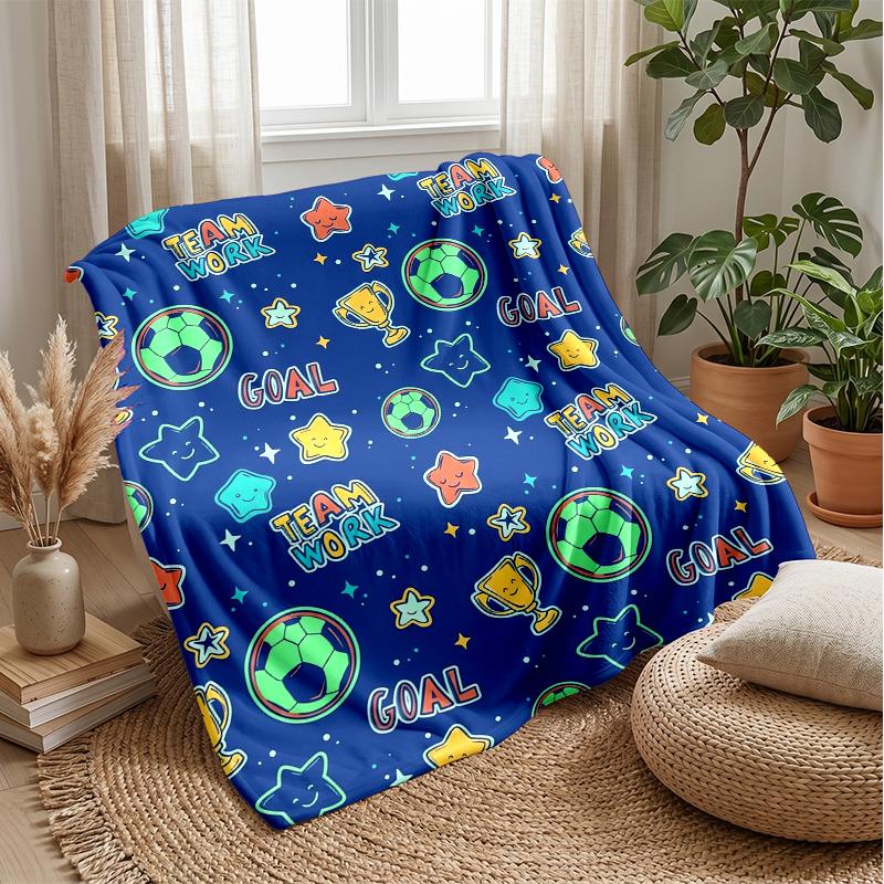 Soccer Player with Lightning Theme Blanket Lightweight Warm Flannel Blanket Decorative Throw Blanket for Home Decoration