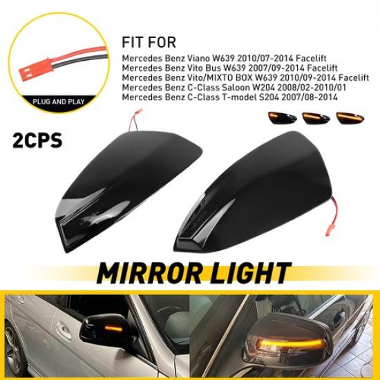 For Mercedes Benz S204 W204 Vito W639 LED Dynamic Turn Signal Side Mirror Lights
