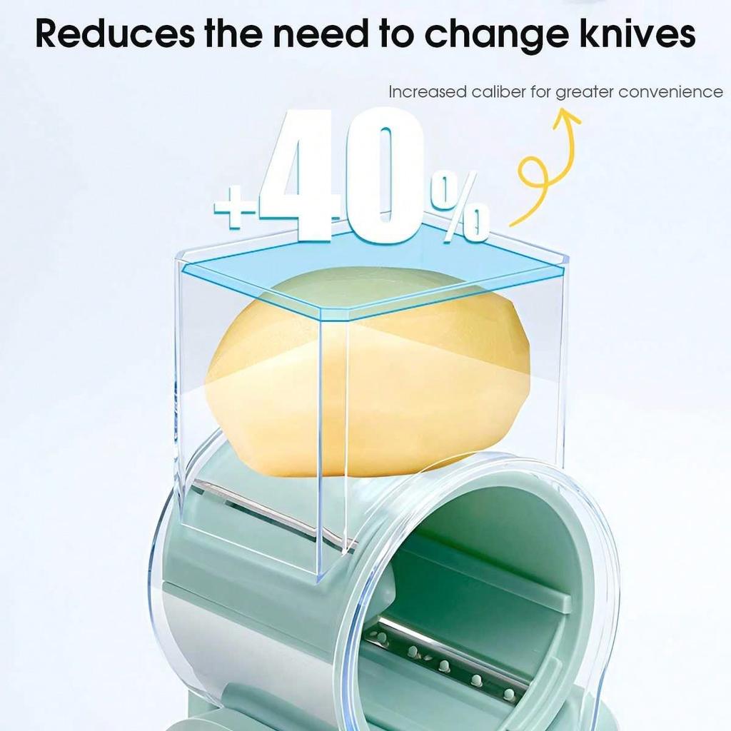 1 Set Multifunctional Drum Vegetable Cutter Hand Crank Home Kitchen Chopper Pasta Maker Kitchen Gadget Set (with 4 Blades)