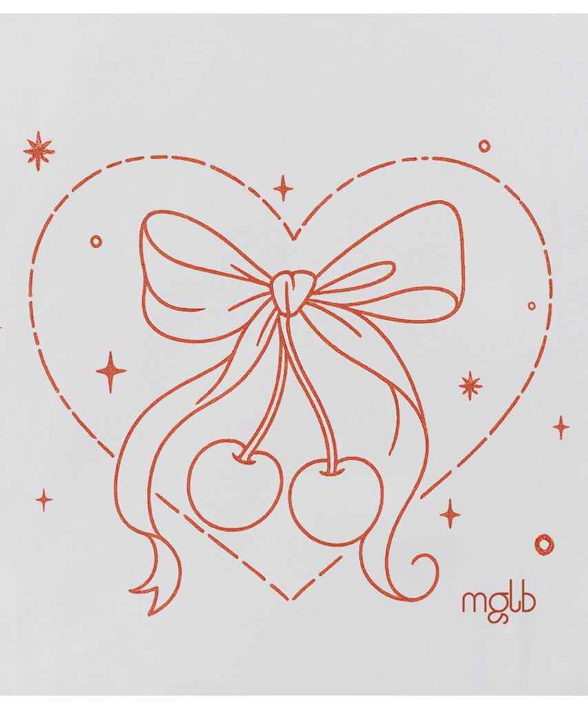 MATCHGLOBE Heart Cherry Crop Top (White)