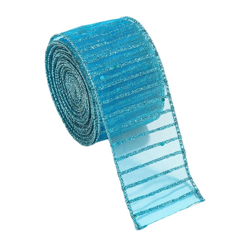 Luxurious Christmas Ribbon Beautiful Christmas Gift Wrapping Ribbon Selection for Holiday Gift Packaging S синий