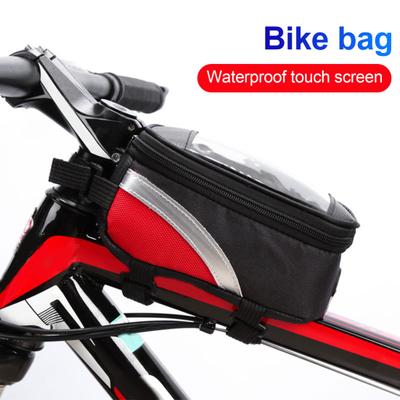 Bike Frame Bag Waterproof Touch Screen Oxford Cloth Zipper Design Front Tube Bag for Mountain Bike