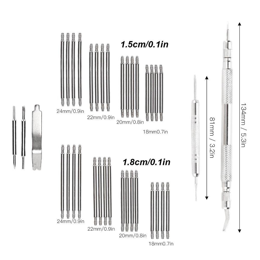 37 Pcs Silver Watch Repair Tool Kit Alloy Spring Bar Tool Set Band Adjustment