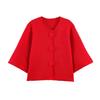 Women Fashion Brown Button Decoration Knitted Sweater Vintage Short Sleeves Female Leisure Lady Sweaters Y2k