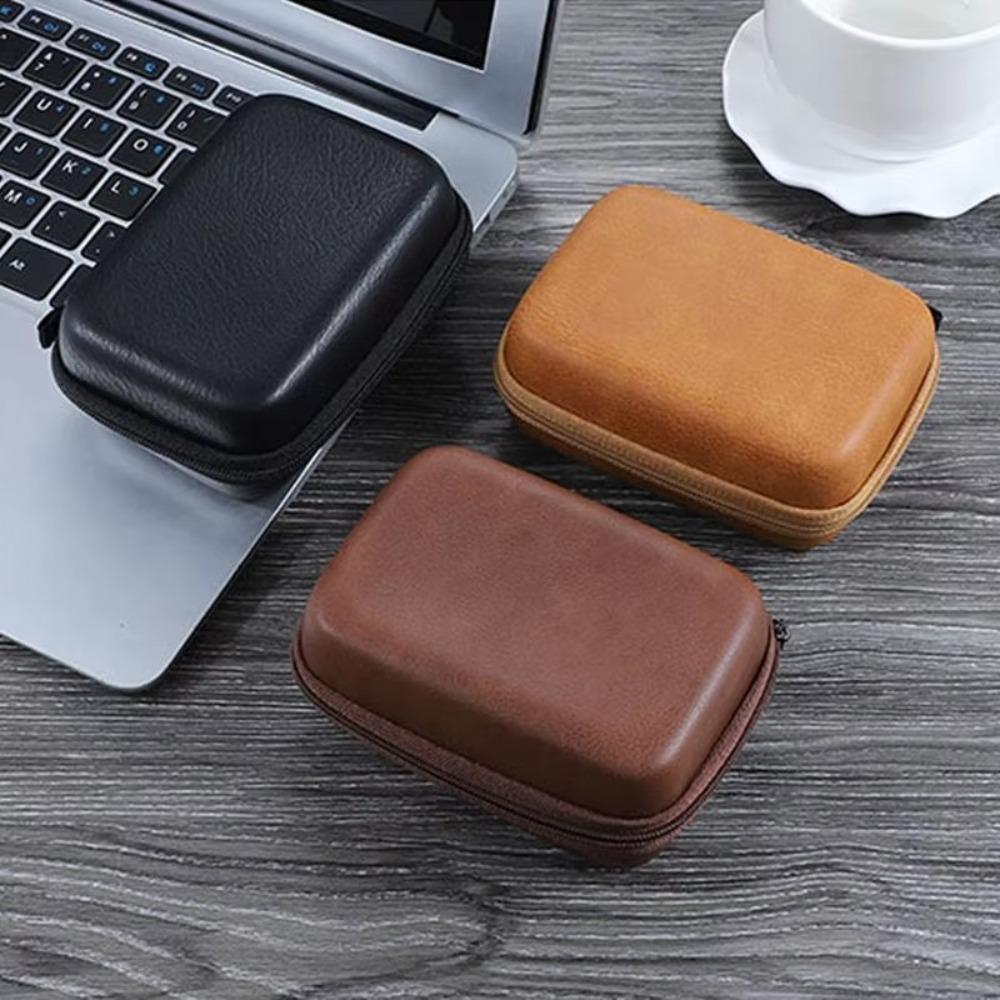 Anti-collision Charger Protective Cover PU Leather Earphone Storage Bag USB Data Cable Organizer