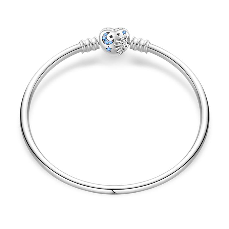 Real 925 Silver Hard Bracelet Size 17-20 Star Heart Spider Web Romantic For Women Luxury Jewelry