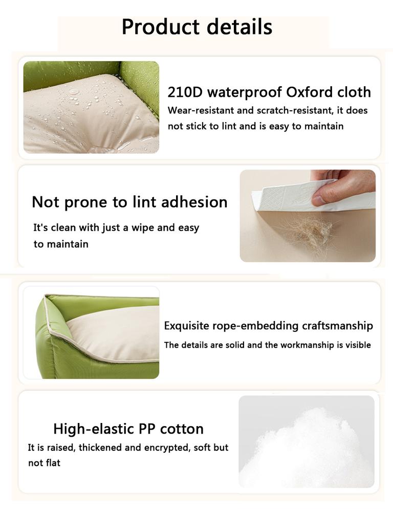 Large Cat Sofa Mat Full Filling Summer Comfortable Waterproof Square Medium Dog Bed Color-blocking Small Dog Kennel House