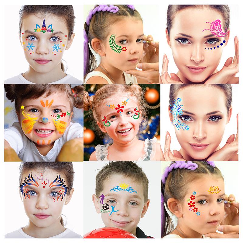 Kinderschmink-Schablonen-Set für Gesicht & Körper für Festivals & Bühnen-Make-up