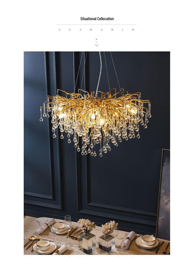 French Luxe Crystal Water Drop Chandelier - Living Room & Dining