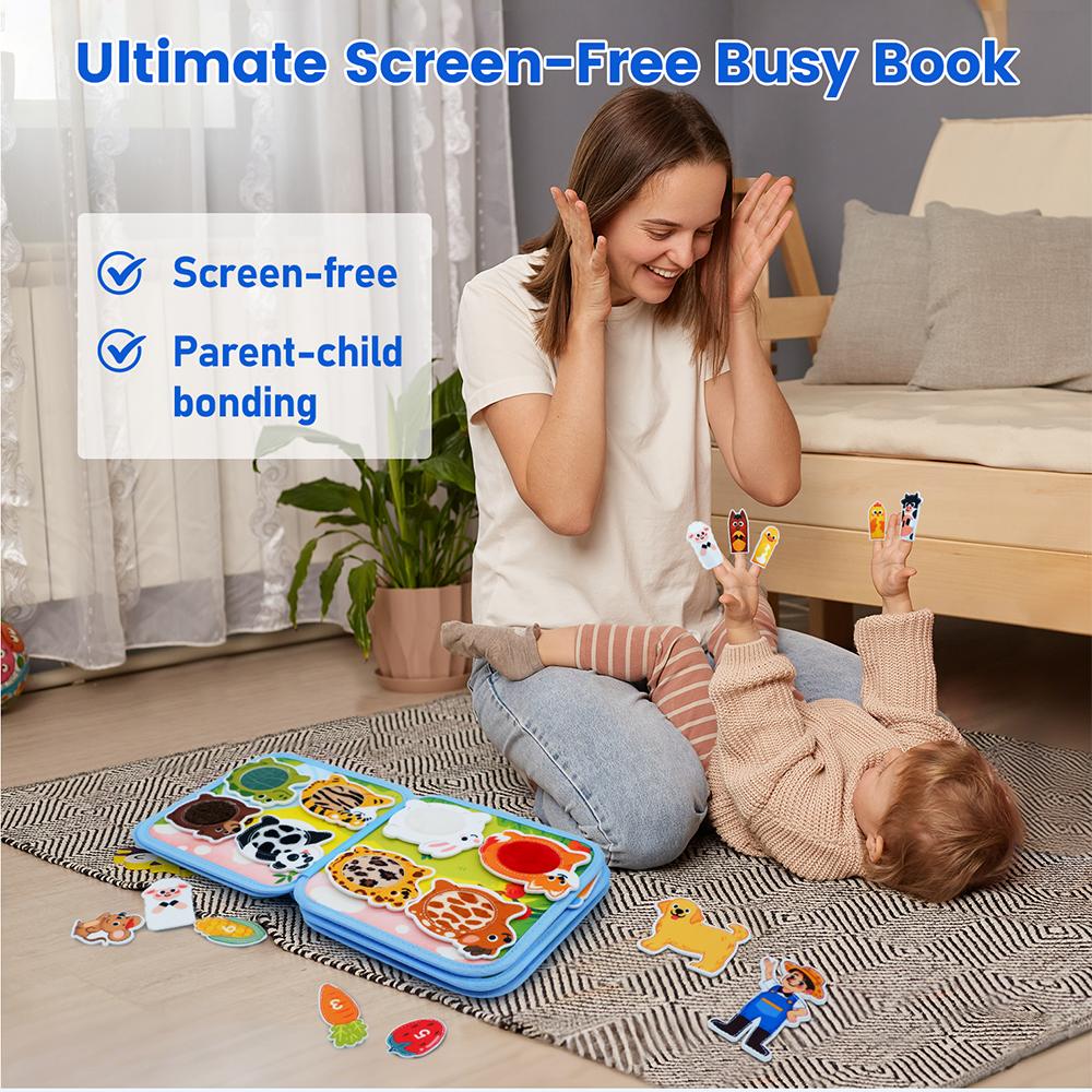 Pädagogisches Montessori Filz Busy Book, Activity Board für 1+ Jahre, Flugzeug Reise Spielzeug für Kleinkinder, Lernaktivitätsbücher, Mädchen