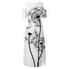 Women's Large Size Short Sleeve Fashion Floral Butterfly Print Round Neck Strapless Irregular Hem Dress