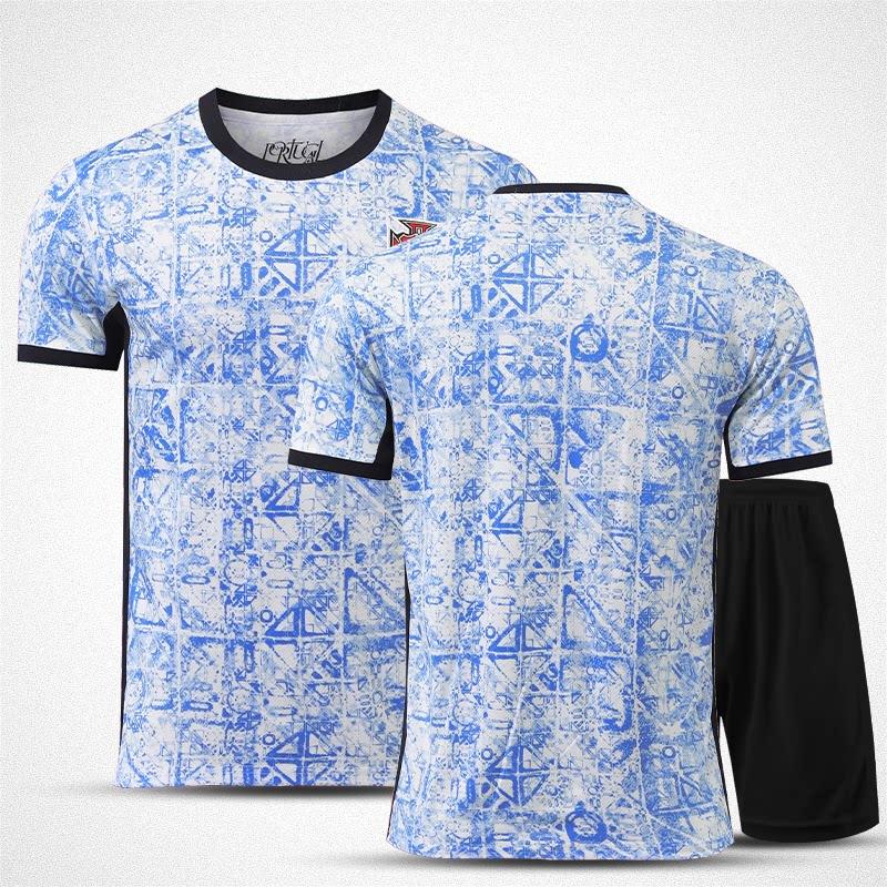 2024 Portugal Away Jersey Blue with Team Badge L