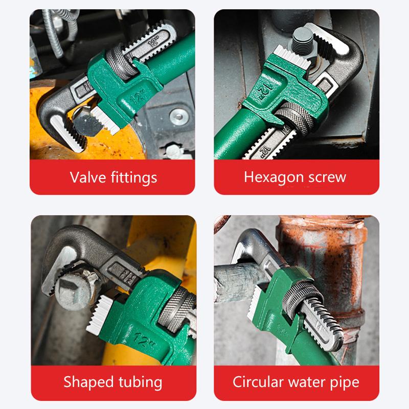 Heavy Duty Carbon Steel Straight Pipe Wrench 10", 12", 14", 18" Pipe Plier Universal Industrial Adjustable Plumbing Hand Wrench