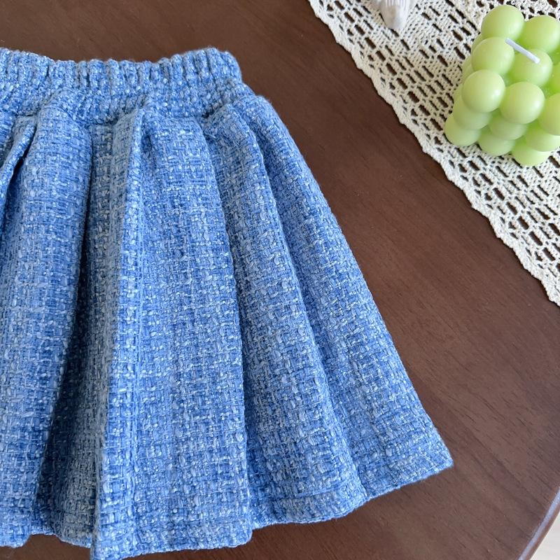 Girls' Clothing Set Spring Autumn Winter Fashionable Small Fragrant Style Coat Half Body Skirt Two Piece Set
