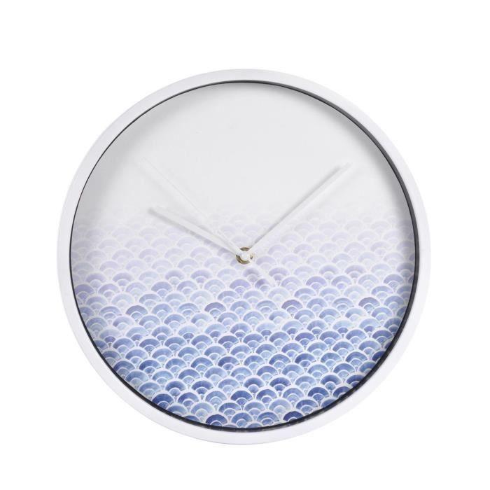 Horloge - Blue Wave - Rectangulaire - Bois Et Panneaux De Particules - Diamètre 30 Cm