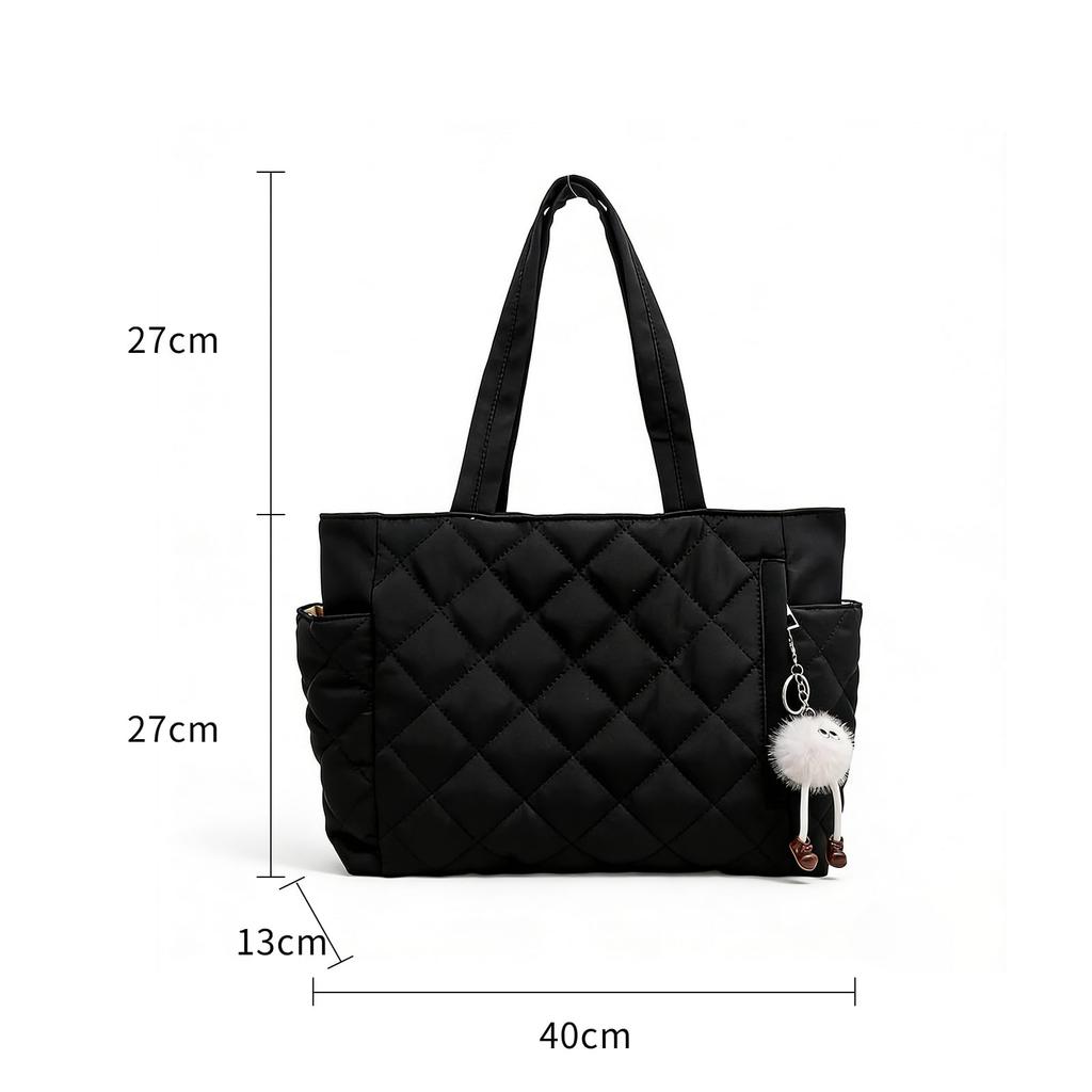 KVeaulse Lightweight Shoulder Bag for Women, Large Capacity Tote Bag, Perfect for Commuting, School, and A4 Size, Nylon, 2-Way, Zippered, Off-White