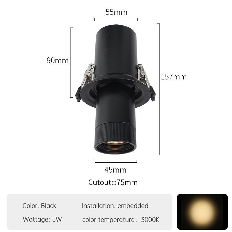 Mini Aluminum Ceiling Spotlight CE/RoHs Certified Modern Downlight Remote Control Dimmable COB LED CRI 97 Commercial Black/White