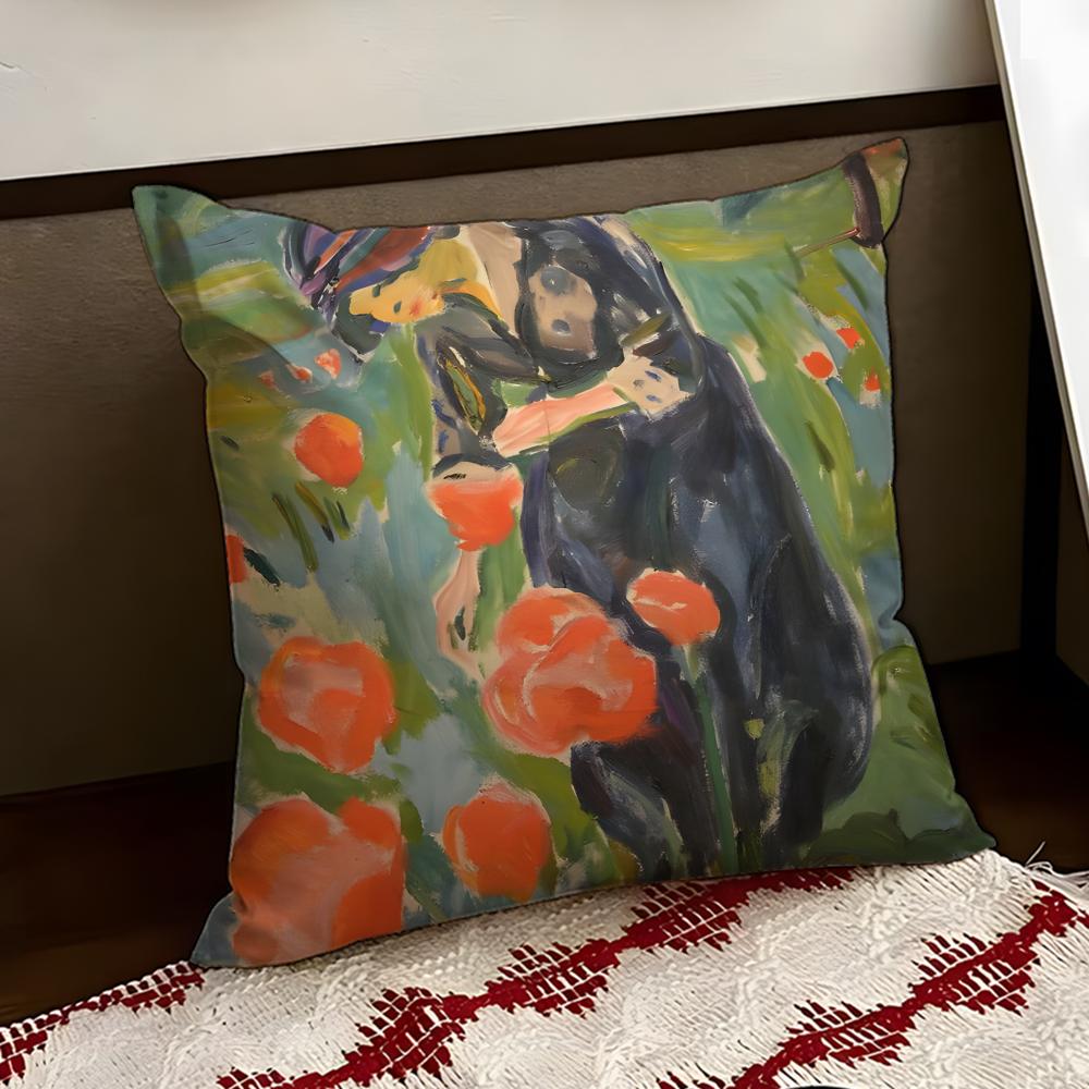 Art EEdvard MMunch Anxiety Cushion Cover Reversible Soft Durable Pillow Cover Home Car MultiScene Use for Daily Comfort